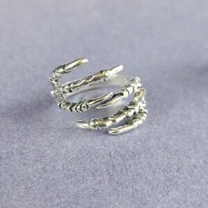 🦅 Bird Claw Wrapped 2 Heavy Metal Gothic Biker Ring – Size 8 (Unisex)